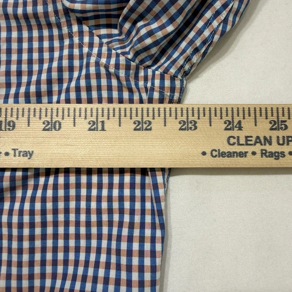 Banana Republic‎ Non Iron Slim Fit Check Dress Shirt Mens Large Blue Orange